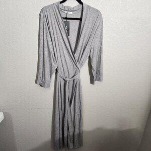 MAXMODA Robe Womens 3XL Gray Soft Knit Belted Long Sleeve Lounge Sleepwear